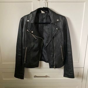 Black 100% Genuine Leather Biker Jacket size M